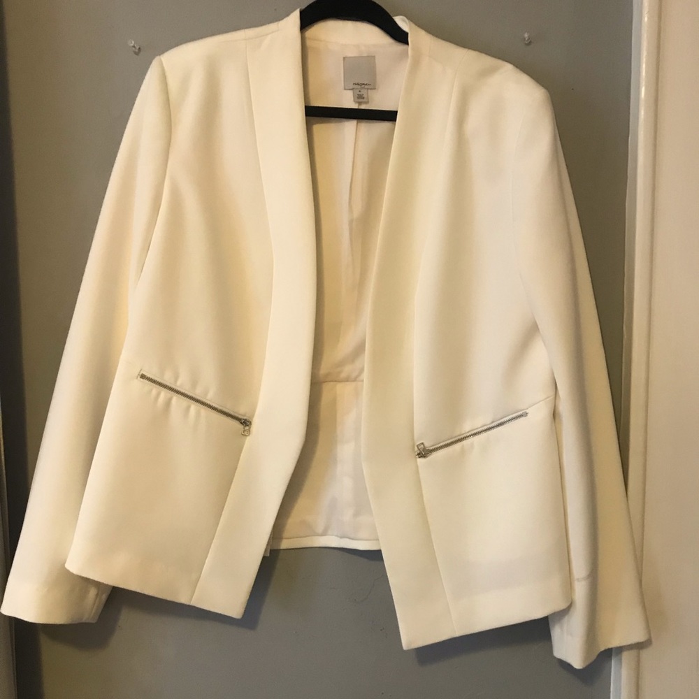 Cream Halogen blazer with zipper detailing